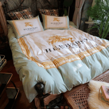 Burberry Blue White Bedding Set 1.png